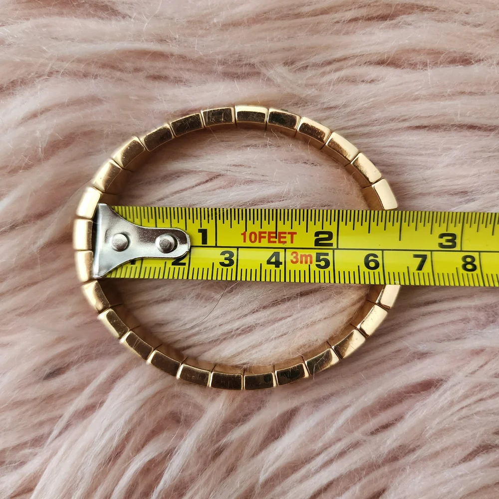 Vibrant Rainbow Rhinestone Bracelet Gold Tone Baguette Crystal Stretch Jewelry